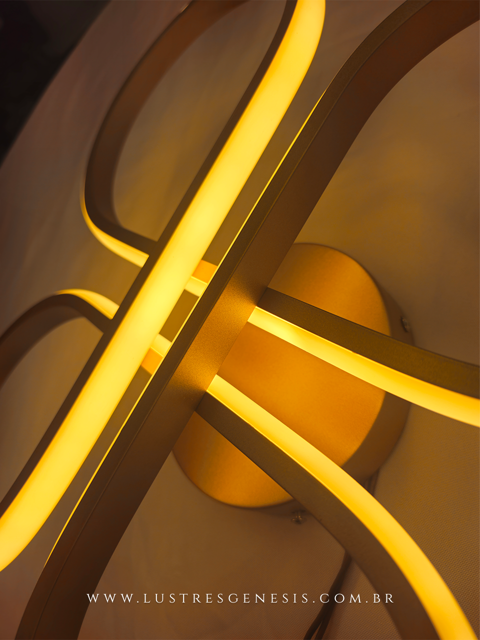 Plafon de LED 3 em 1 Moderno Dourado Plus